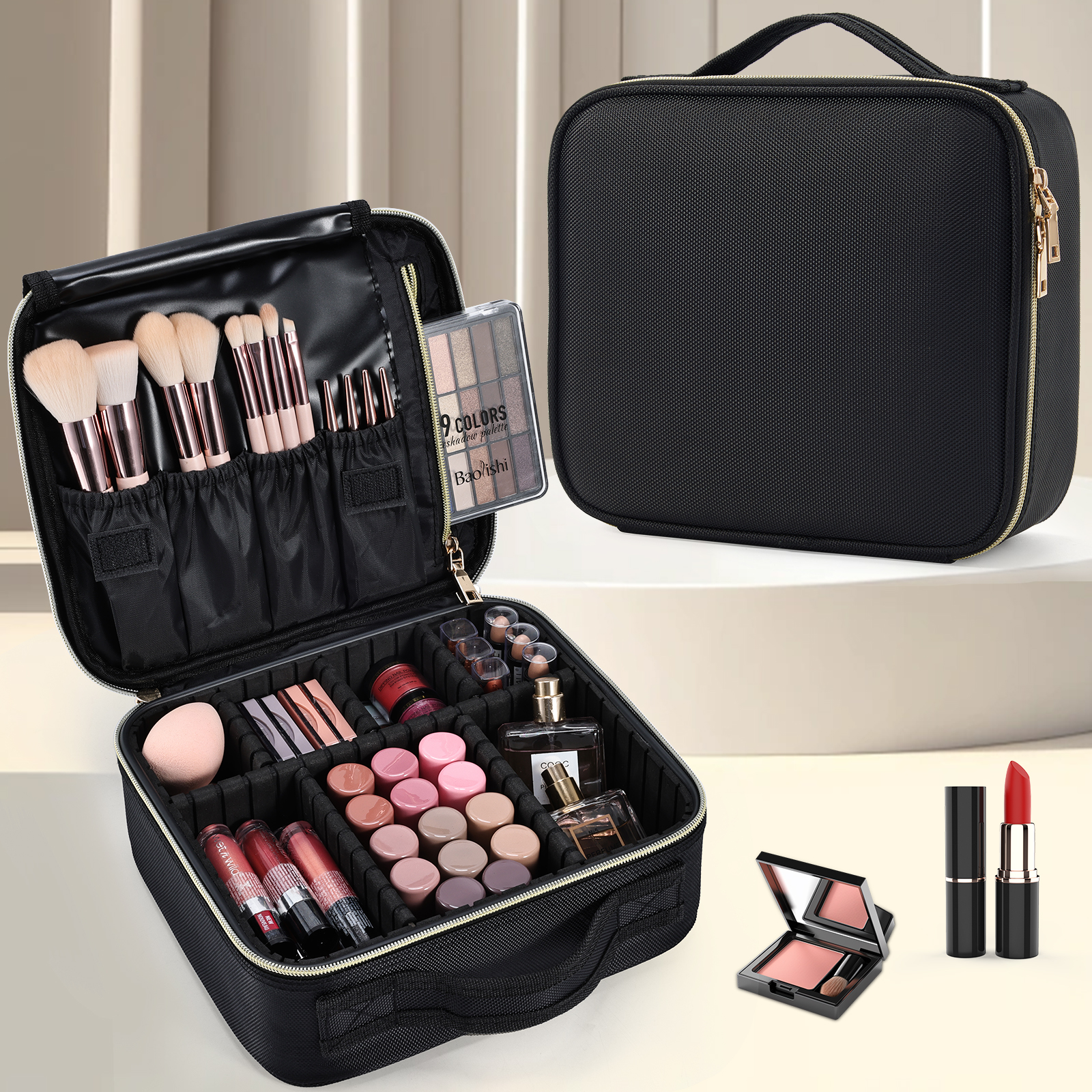 Beauty With Makeup - Cosmetic Case Makeup Bag Vanity Travel