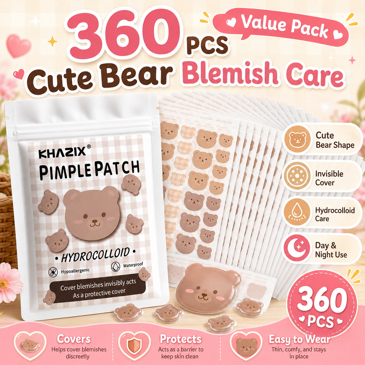Beauty Zone Makeup - 360pcsUltra Thin Makeup Friendly Kitty Shaped