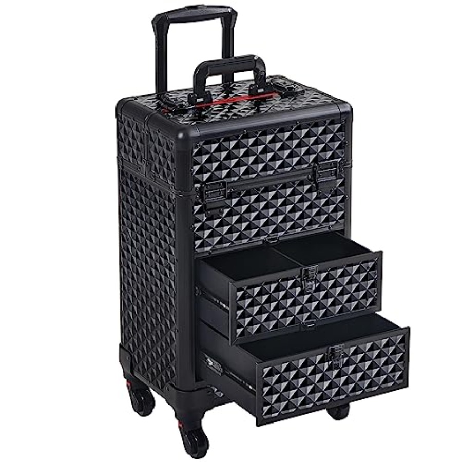 Beauty With Makeup - Rolling Makeup Train Case with Drawers