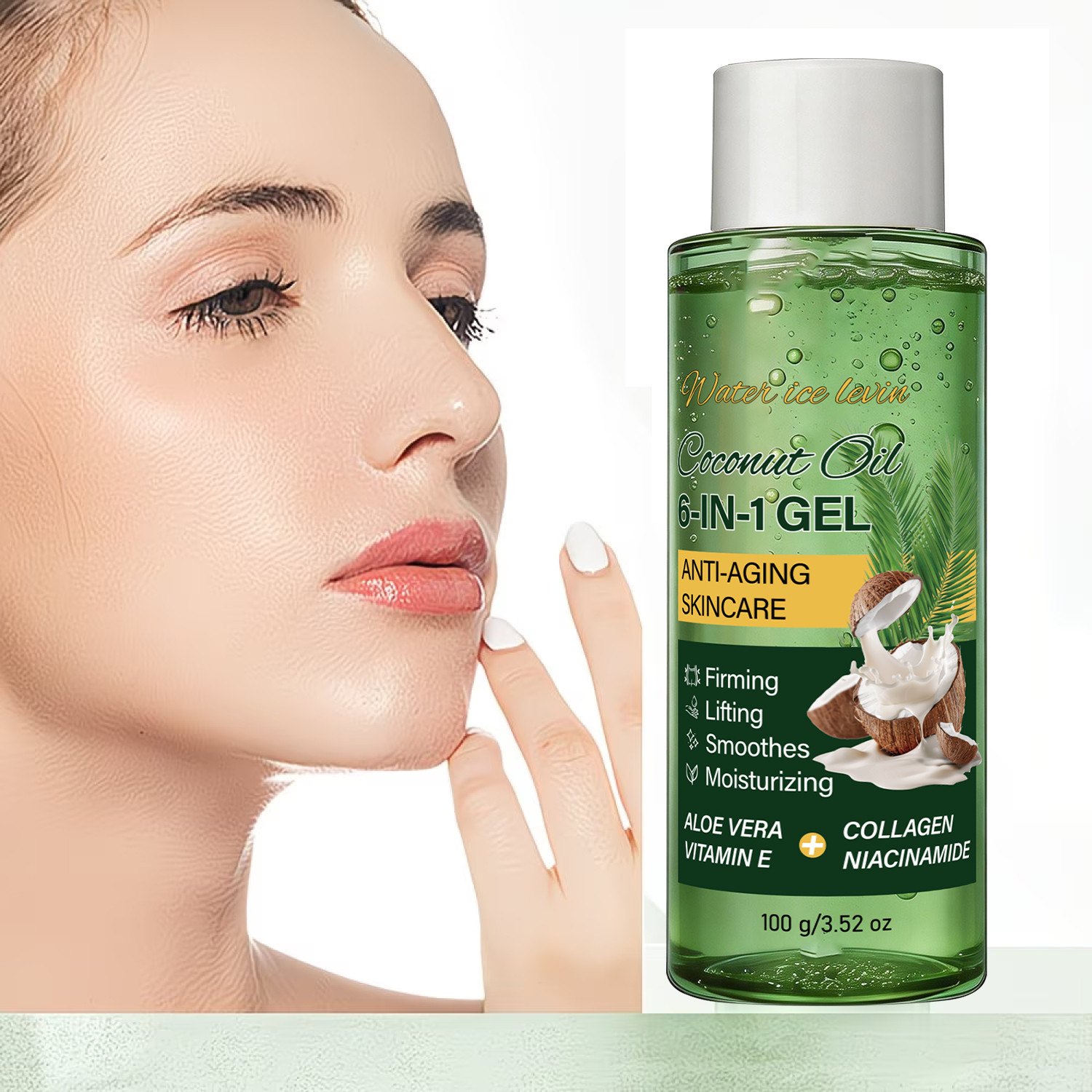 Anti-Aging Face Cream - Coconut Oil 6-in-1 Gel with Collagen